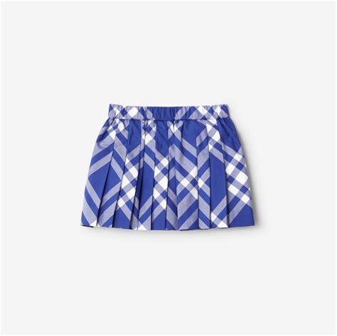 Pleated Check Cotton Skirt in Knight 